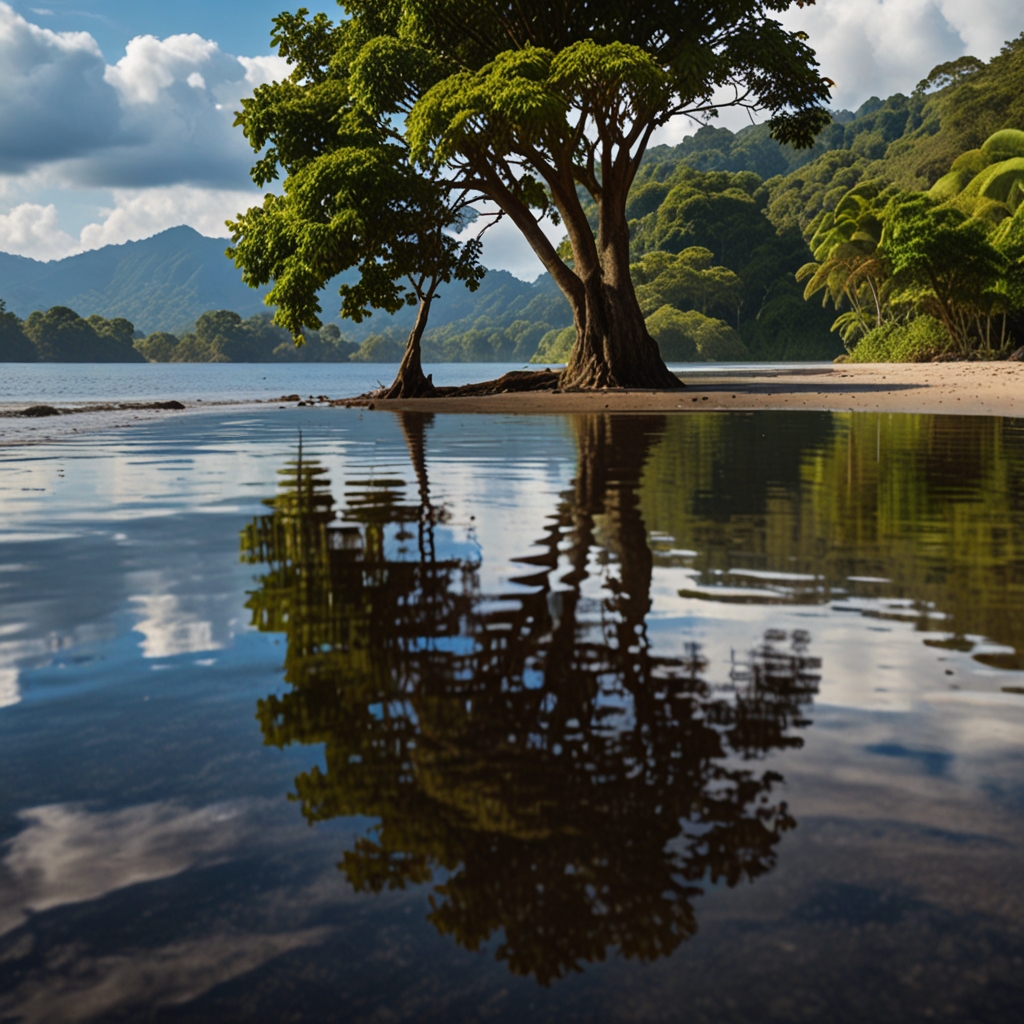 playa con arbol